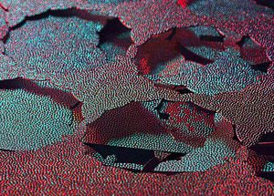 10.01.2023 Manufakturen-Blog-PopArt-Projekt: Strukturen, rot - basierend auf Stanzresten ("Schroten") von Reflektormaterial bei der Gebr. Knapstein Leuchtenmanufaktur in Sundern (Foto: Wigmar Bressel)