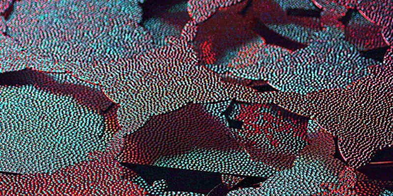 10.01.2023 Manufakturen-Blog-PopArt-Projekt: Strukturen, rot - basierend auf Stanzresten ("Schroten") von Reflektormaterial bei der Gebr. Knapstein Leuchtenmanufaktur in Sundern (Foto: Wigmar Bressel)