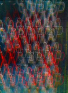 18.06.2021 Manufakturen-Blog-PopArt-Projekt: Scheren II, Hologramm rot - basierend auf einem Foto in der Glasmanufaktur Harzkristall, farbgedreht und in ein Hologramm von HoloLab-Betreiber Jürgen Eichler verwandelt, von mir wieder verfremdet... (Foto: Wigmar Bressel)