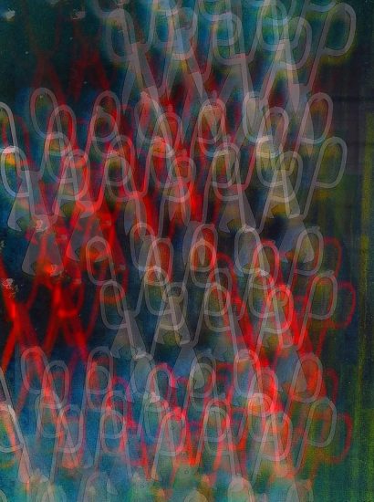 18.06.2021 Manufakturen-Blog-PopArt-Projekt: Scheren II, Hologramm rot - basierend auf einem Foto in der Glasmanufaktur Harzkristall, farbgedreht und in ein Hologramm von HoloLab-Betreiber Jürgen Eichler verwandelt, von mir wieder verfremdet... (Foto: Wigmar Bressel)