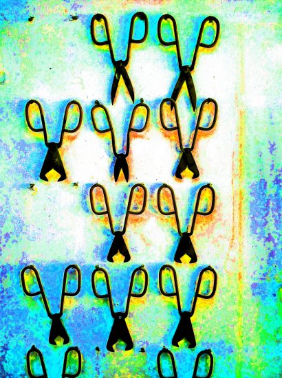 20.06.2022 Manufakturen-Blog-PopArt-Projekt: Scheren I, schwarz blaugrün - basierend auf einem Foto in der Glasmanufaktur Harzkristall (Foto: Wigmar Bressel)