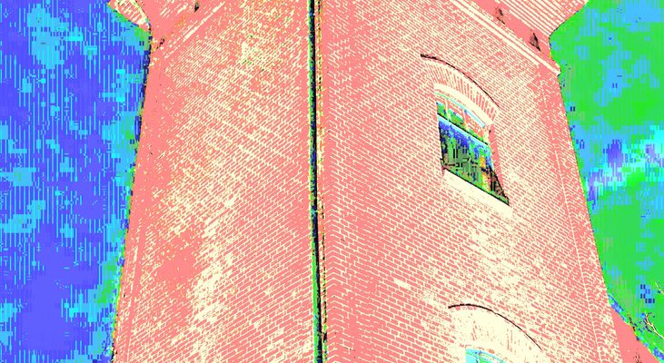 28.01.2023 Manufakturen-Blog-PopArt-Projekt: Eisenhütte Augustfehn, lachsfarben - basierend auf einem Foto vom berühmten Industriedenkmal in Ostfriesland bei Nacht (Foto: Wigmar Bressel)