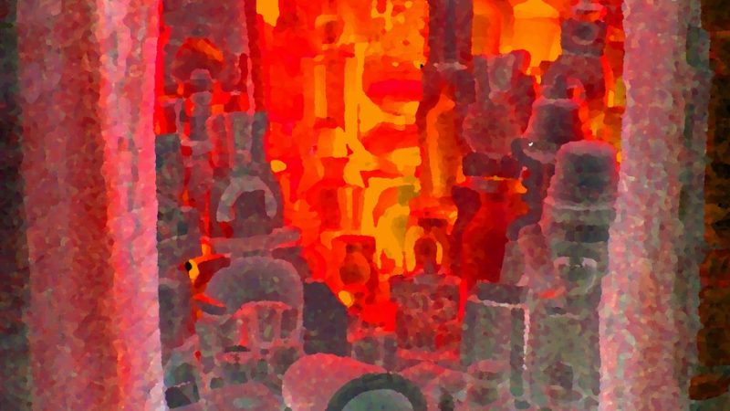 12.09.2019 Manufakturen-Blog-PopArt-Projekt: Rote Vasen - basierend auf einem Foto aus der alten Ofenhalle der Königlichen Porzellan-Manufaktur in Berlin (Foto: Wigmar Bressel)