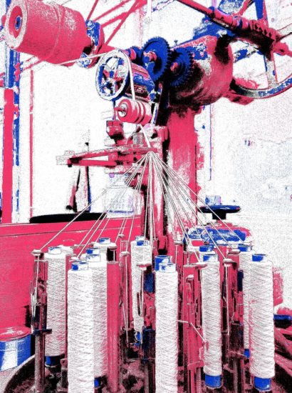 10.02.2023 Manufakturen-Blog-PopArt-Projekt: Maschine IV (Kordelmaschine), himbeerrot - basierend auf einem Foto aus der Leinenmanufaktur Hoffmann Neukirch/Lausitz (Foto: Wigmar Bressel)