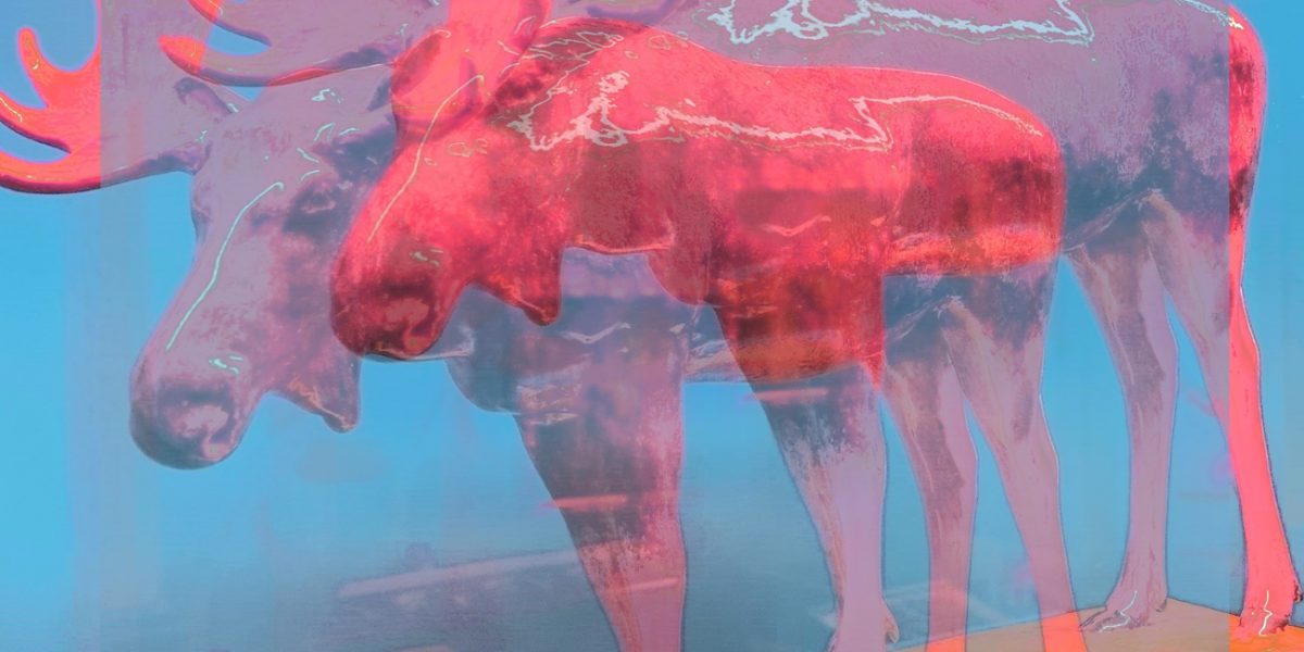 19.12.2022 Manufakturen-Blog-PopArt-Projekt: Elch, rot - basierend auf einem Foto von einer Elch-Skulptur aus der Majolika-Manufaktur Cadinen; das Original wurde im Jahr 1935 von Arthur Steiner entworfen, es steht im Ostpreußischen Landesmuseum in Lüneburg. (Foto: Wigmar Bressel)