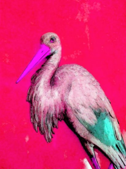 18.09.2019 Manufakturen-Blog-PopArt-Projekt: Roter Storch - basierend auf einem Foto aus dem sog. Voltaire-Zimmer in Schloss Sanssouci (Foto: Wigmar Bressel)