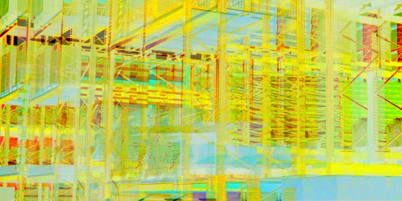 13.03.2021 Manufakturen-Blog-PopArt-Projekt: Hochregallager I, gelb - basierend auf einem Foto in der Produktion der Matratzen-Manufaktur Wulff Med Tec in Fedderingen - 'made in Dithmarschen' (Foto: Wigmar Bressel)