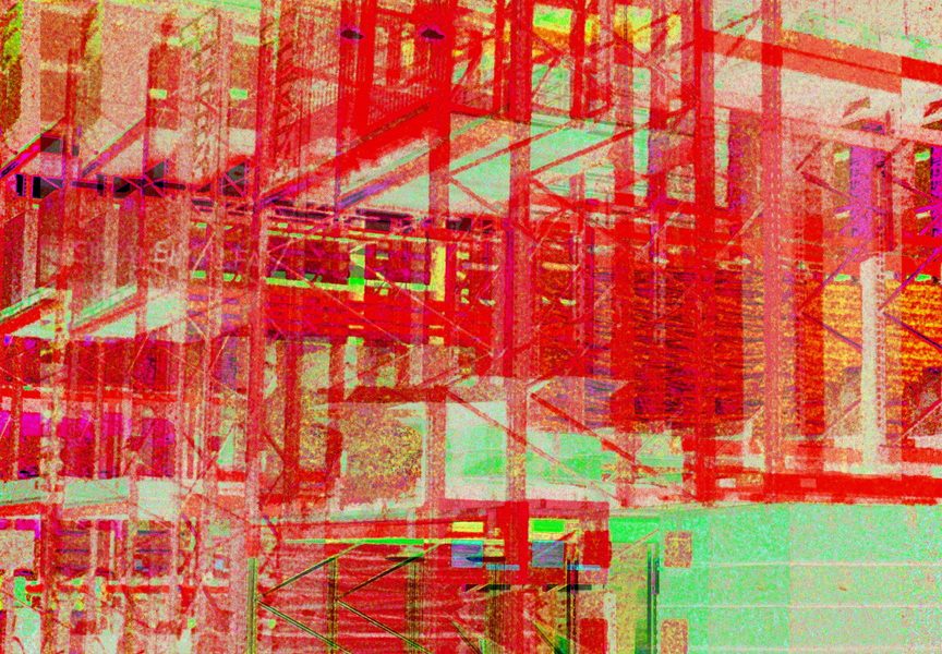 08.06.2021 Manufakturen-Blog-PopArt-Projekt: Hochregallager I, rot - basierend auf einem Foto in der Produktion der Matratzen-Manufaktur Wulff Med Tec in Fedderingen - 'made in Dithmarschen' (Foto: Wigmar Bressel)