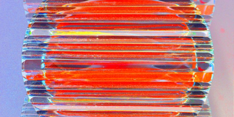 17.03.2023 Manufakturen-Blog-PopArt-Projekt: Whisky-Tumbler, orange - basierend auf einem Foto des Bodens eines Whisky-Tumblers aus der Dorotheenhütte Wolfach (Foto: Wigmar Bressel)