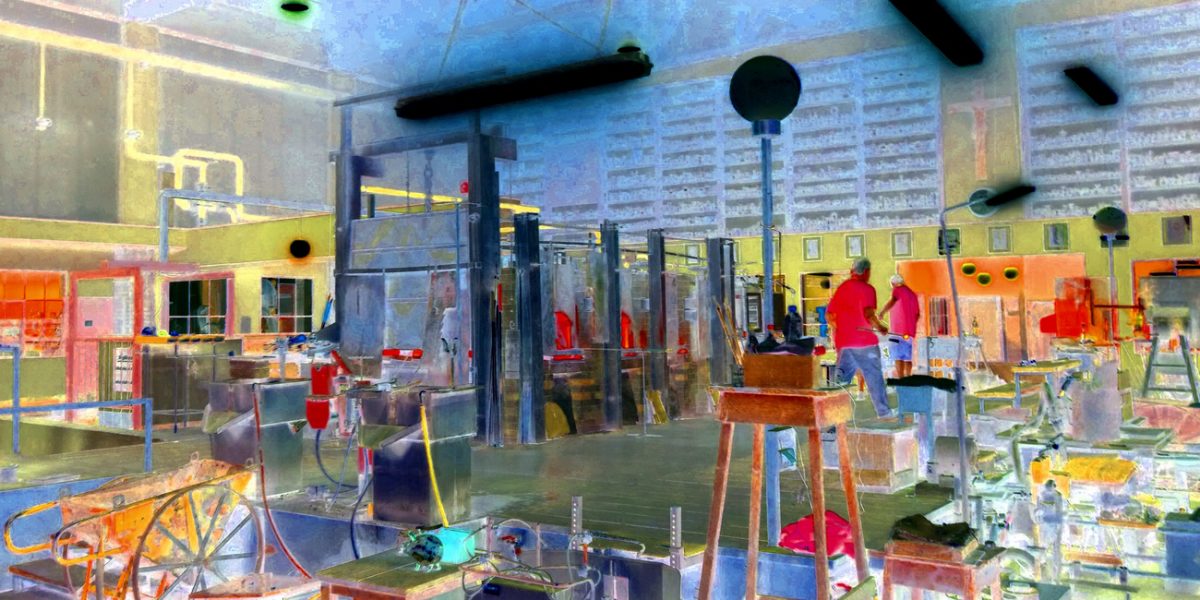 10.10.2019 Manufakturen-Blog-PopArt-Projekt: Der alte Glasofen, pastell - basierend auf einem Foto von Martin Specht in der Freiherr von Poschinger Glasmanufaktur in Frauenau (Grafik: Wigmar Bressel)