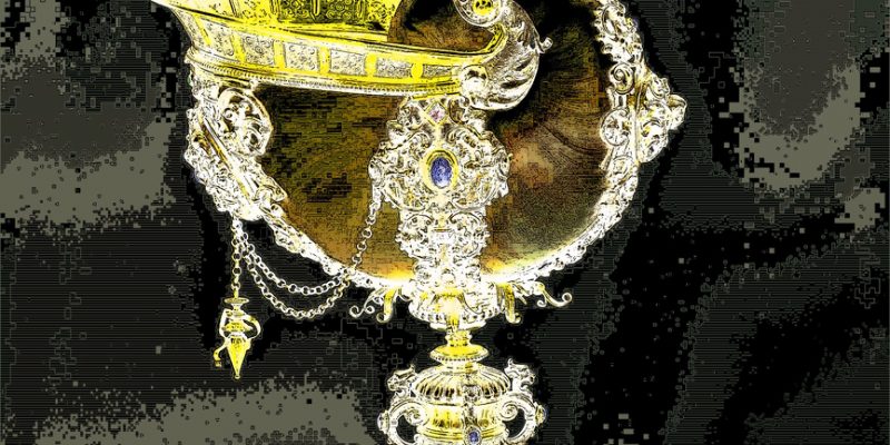 01.10.2019 Manufakturen-Blog-PopArt-Projekt: Nautilusmuschel-Pokal, bronze - basierend auf einem Foto von Michael Bahlo von Koch & Bergfelds Nautilusmuschel-Pokal aus dem 19. Jahrhundert, klassische Gründerzeit-Kunst... (Grafik: Wigmar Bressel)