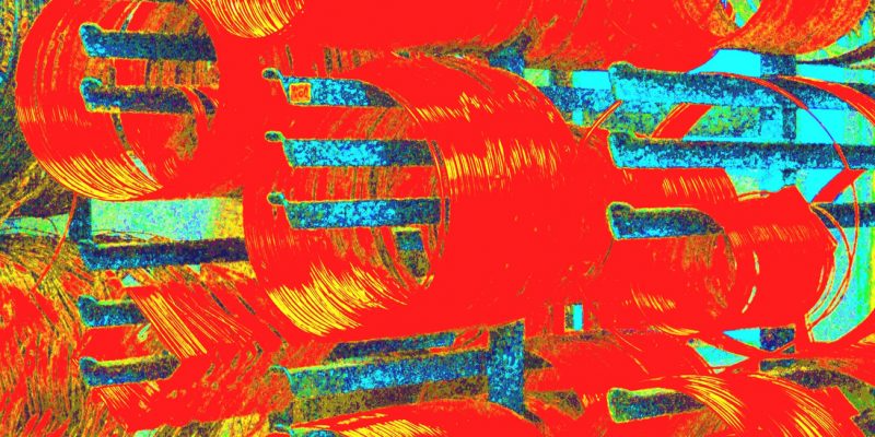 08.02.2020 Manufakturen-Blog-PopArt-Projekt: Kupferdraht I, rot II - basierend auf einem Foto in der Urban-Lampenschirmmanufaktur; aus dem Draht auf Rollen werden die Gestelle für die Lampenschirme geschnitten und gelötet. (Foto: Wigmar Bressel)