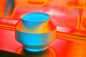 Manufakturen-Blog-PopArt-Projekt: Windlicht, blau / orange (Foto: Wigmar Bressel)