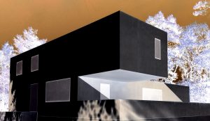 Manufakturen-Blog-PopArt-Projekt: Meisterhaus Gropius, black (Foto: Wigmar Bressel) - basierend auf einem Foto vom Nachbau des im Krieg zerstörten Wohnhauses von Walter Gropius in der Meisterhäuser-Siedlung des Bauhauses in Dessau