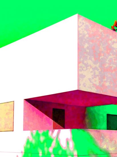 Manufakturen-Blog-PopArt-Projekt: Meisterhaus Gropius, neongrün (Foto: Wigmar Bressel) - basierend auf einem Foto vom Nachbau des im Krieg zerstörten Wohnhauses von Walter Gropius in der Meisterhäuser-Siedlung des Bauhauses in Dessau