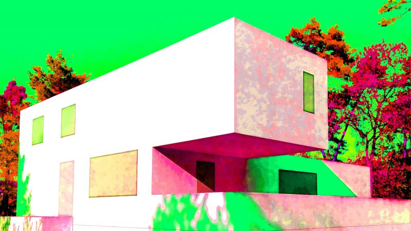 Manufakturen-Blog-PopArt-Projekt: Meisterhaus Gropius, neongrün (Foto: Wigmar Bressel) - basierend auf einem Foto vom Nachbau des im Krieg zerstörten Wohnhauses von Walter Gropius in der Meisterhäuser-Siedlung des Bauhauses in Dessau