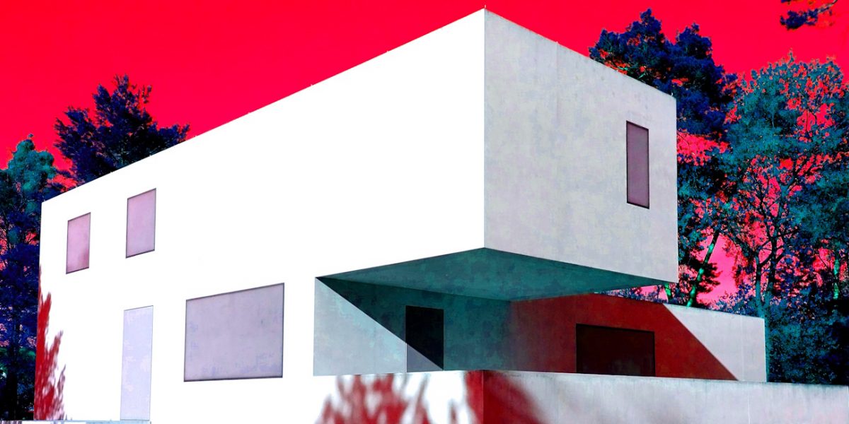 Manufakturen-Blog-PopArt-Projekt: Meisterhaus Gropius, rot (Foto: Wigmar Bressel) - basierend auf einem Foto vom Nachbau des im Krieg zerstörten Wohnhauses von Walter Gropius in der Meisterhäuser-Siedlung des Bauhauses in Dessau