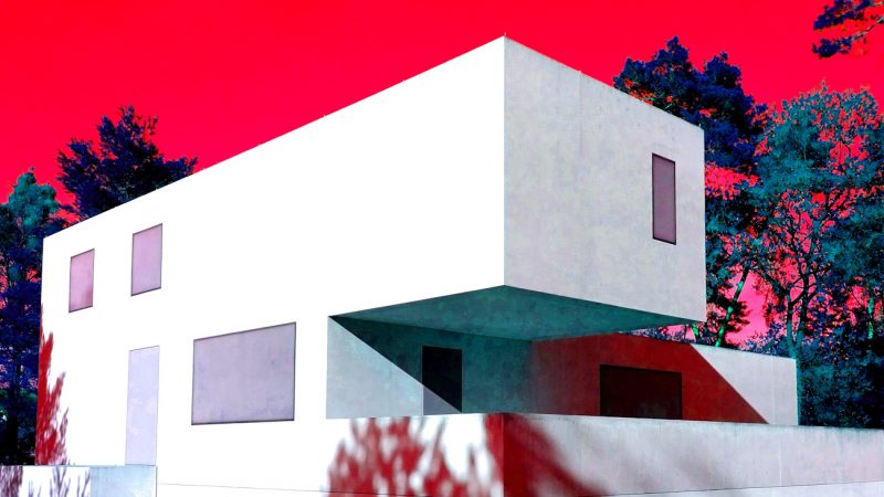 Manufakturen-Blog-PopArt-Projekt: Meisterhaus Gropius, rot (Foto: Wigmar Bressel) - basierend auf einem Foto vom Nachbau des im Krieg zerstörten Wohnhauses von Walter Gropius in der Meisterhäuser-Siedlung des Bauhauses in Dessau