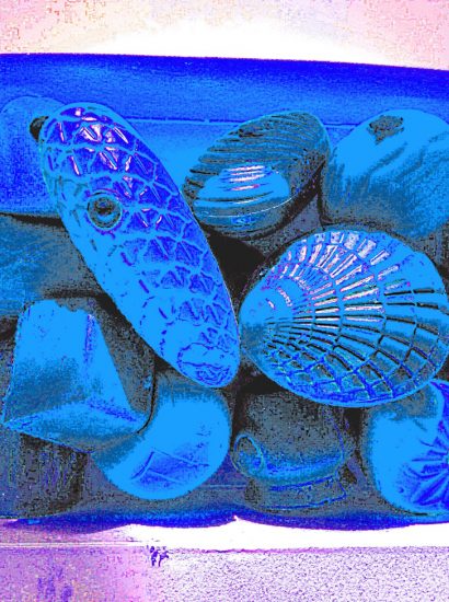 Manufakturen-Blog-PopArt-Projekt: Zapfen, Muschel, blau (Foto: Wigmar Bressel)