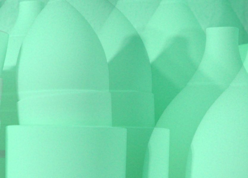 Manufakturen-Blog-PopArt-Projekt: Becher und Vasen III, lindgrün (Foto: Wigmar Bressel) - basierend auf einem Foto in der Werkstatt der Independent-Keramikerin Claudia Schoemig in der Raumerstraße 35 in Berlin