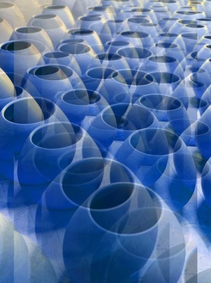 Manufakturen-Blog-PopArt-Projekt: Matebecher, blau (Foto: Wigmar Bressel) - basierend auf einem Foto in der Produktion der Independent-Keramikerin Franziska M. Köllner in Leipzig