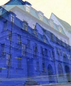 Manufakturen-Blog-PopArt-Projekt: Händelhaus, blau (Foto: Wigmar Bressel) - dort wurde die eine Hälfte der Grundlage für das Audio-Logo des Manufakturen-Blogs aufgenommen