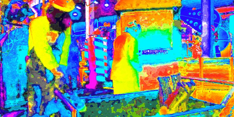 Manufakturen-Blog-PopArt-Projekt: Machete II, gelb (Foto: Wigmar Bressel) - basierend auf einem Foto von Martin Specht in der kolumbianischen Macheten-Manufaktur Incolma in Manizales, hervorgegangen aus der Solinger Schmiede Gebr. Weyersberg aus dem 18. Jahrhundert