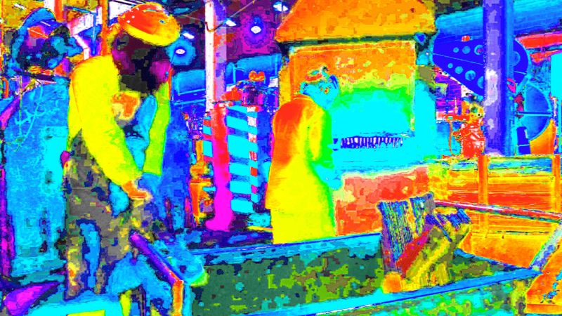 Manufakturen-Blog-PopArt-Projekt: Machete II, gelb (Foto: Wigmar Bressel) - basierend auf einem Foto von Martin Specht in der kolumbianischen Macheten-Manufaktur Incolma in Manizales, hervorgegangen aus der Solinger Schmiede Gebr. Weyersberg aus dem 18. Jahrhundert