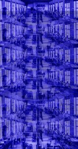 Manufakturen-Blog-PopArt-Projekt: Mitarbeiter III, saphyrblau (Foto: Wigmar Bressel) Silberwarenmanufakur Koch & Bergfeld Bremen Kirchweg 200