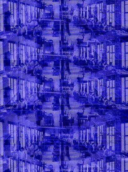 Manufakturen-Blog-PopArt-Projekt: Mitarbeiter III, saphirblau (Foto: Wigmar Bressel) Silberwarenmanufakur Koch & Bergfeld Bremen Kirchweg 200