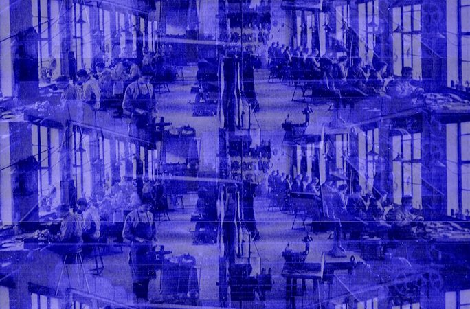 Manufakturen-Blog-PopArt-Projekt: Mitarbeiter III, saphirblau (Foto: Wigmar Bressel) Silberwarenmanufakur Koch & Bergfeld Bremen Kirchweg 200