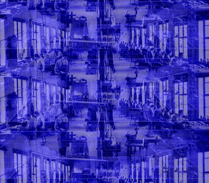 Manufakturen-Blog-PopArt-Projekt: Mitarbeiter III, saphirblau (Foto: Wigmar Bressel) Silberwarenmanufakur Koch & Bergfeld Bremen Kirchweg 200