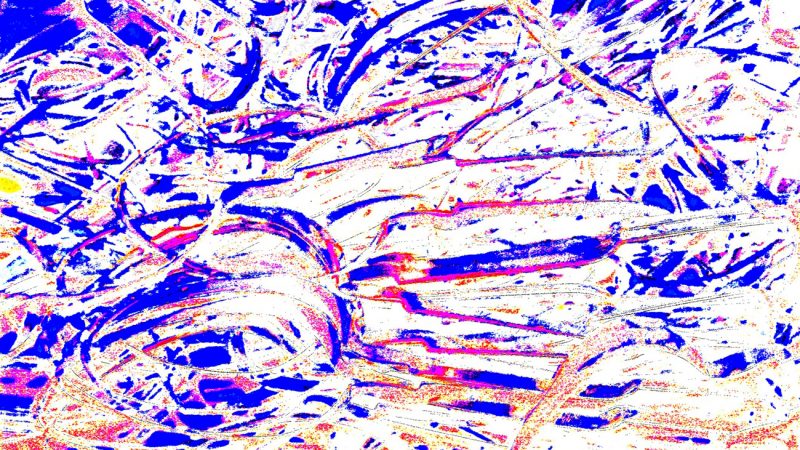 Manufakturen-Blog-PopArt-Projekt: Stanzreste, blau / weiß (Foto: Wigmar Bressel) - basierend auf einem Foto eines dreifarbigen Hand-Siebdrucks basierend auf einem Foto von sog. 'Schroten' in der Besteckmanufaktur von Koch & Bergfeld in der Neustadt von Bremen