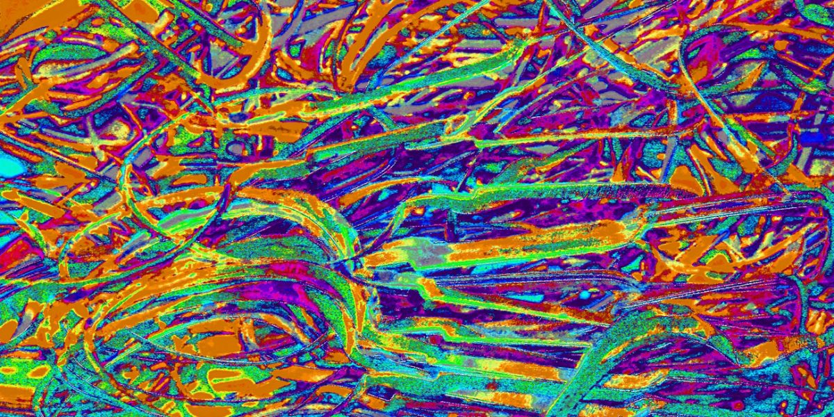 Manufakturen-Blog-PopArt-Projekt: Stanzreste, orange (Foto: Wigmar Bressel) - basierend auf einem Foto eines dreifarbigen Hand-Siebdrucks basierend auf einem Foto von sog. 'Schroten' in der Besteckmanufaktur von Koch & Bergfeld in der Neustadt von Bremen