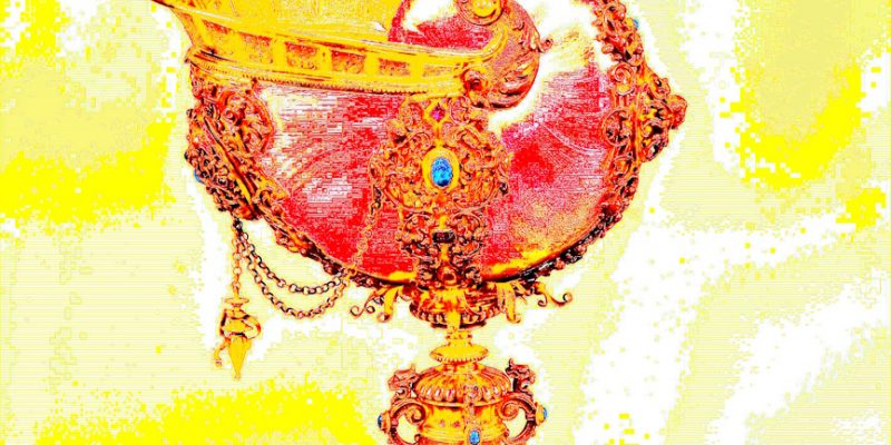 Manufakturen-Blog-PopArt-Projekt: Nautilusmuschel-Pokal, rot / gelb (Grafik: Wigmar Bressel)