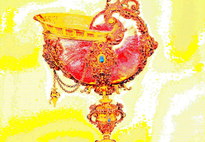 Manufakturen-Blog-PopArt-Projekt: Nautilusmuschel-Pokal, rot / gelb (Grafik: Wigmar Bressel)