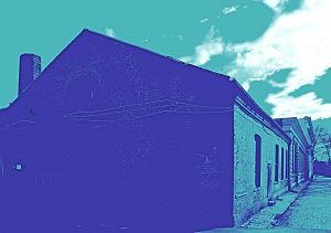 Manufakturen-Blog-PopArt-Projekt: Koch & Bergfeld Silberwarenmanufaktur II, blau (Grafik: Wigmar Bressel)