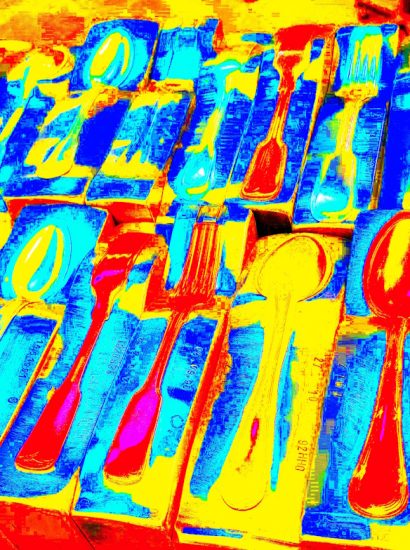 Manufakturen-Blog-PopArt-Projekt: Stahlwerkzeuge III, gelb (Foto: Wigmar Bressel) Koch & Bergfeld Silberwarenmanufaktur Bremen