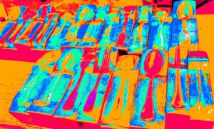 Manufakturen-Blog-PopArt-Projekt: Stahlwerkzeuge III, orange (Foto: Wigmar Bressel) Koch & Bergfeld Silberwarenmanufaktur Bremen