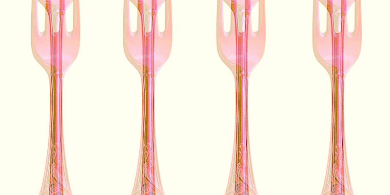 Manufakturen-Blog-PopArt-Projekt: Vier Gabeln, rosé (Foto: Wigmar Bressel) - basierend auf einem Foto von Gabeln des Modells 'Rokoko' der Besteckmanufaktur von Koch & Bergfeld in Bremen