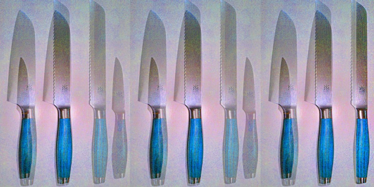 Manufakturen-Blog-PopArt-Projekt: Kochmesser II, blau (Foto: Wigmar Bressel) - basierend auf einem Foto aus der Messerschmiede Gehring in Solingen