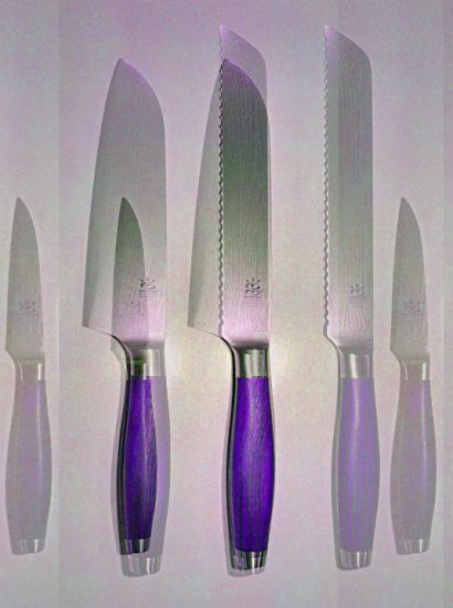Manufakturen-Blog-PopArt-Projekt: Kochmesser II, lila (Foto: Wigmar Bressel) - basierend auf einem Foto aus der Messerschmiede Gehring in Solingen