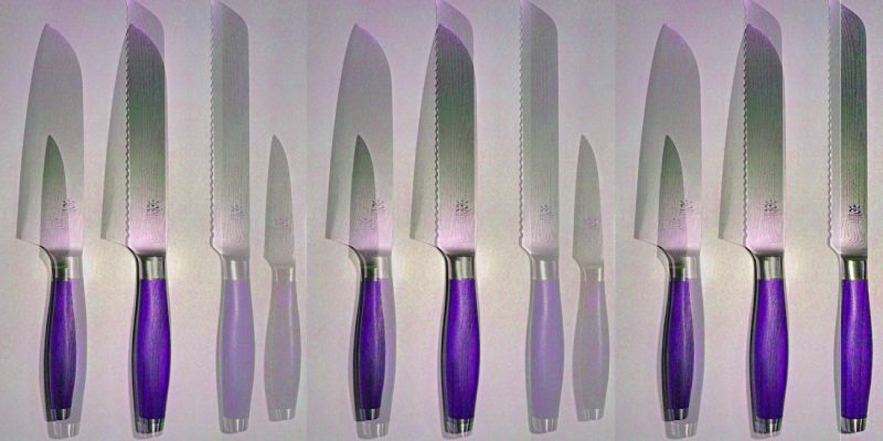 Manufakturen-Blog-PopArt-Projekt: Kochmesser II, lila (Foto: Wigmar Bressel) - basierend auf einem Foto aus der Messerschmiede Gehring in Solingen