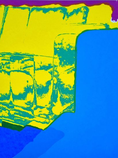 19.05.2025 Manufakturen-Blog-PopArt-Projekt: Sofas, gelb / blau (Foto: Wigmar Bressel) (28 x 31,5 cm) - Siebdruck von zwei Sofas der Sitzmöbelmanufaktur Gehlenborg im niedersächsischen Lindern