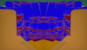 Manufakturen-Blog-PopArt-Projekt: Sofas II, ultramarienblau / ocker (Foto: Wigmar Bressel) basierend auf einem Siebdruck von zwei Sofas der Sitzmöbelmanufaktur Gehlenborg im niedersächsischen Lindern