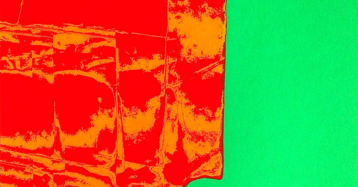 Manufakturen-Blog-PopArt-Projekt: Sofas, zinnoberrot / grün (Foto: Wigmar Bressel) - Siebdruck (28 x 31,5 cm) von zwei Sofas der Sitzmöbelmanufaktur Gehlenborg im niedersächsischen Lindern