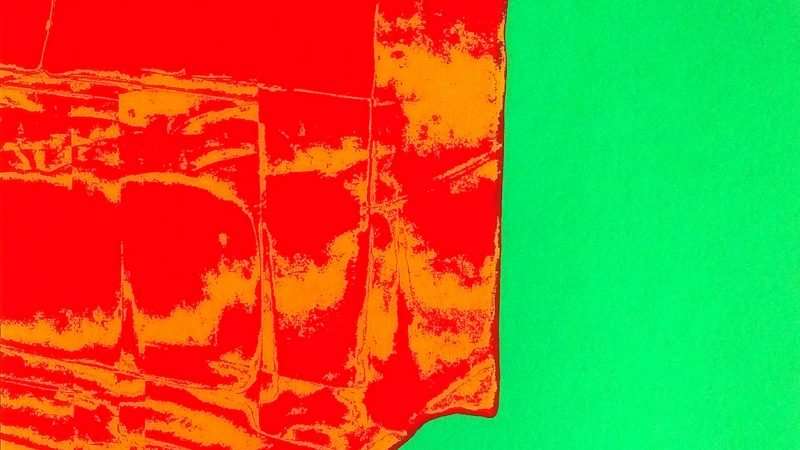 Manufakturen-Blog-PopArt-Projekt: Sofas, zinnoberrot / grün (Foto: Wigmar Bressel) - Siebdruck (28 x 31,5 cm) von zwei Sofas der Sitzmöbelmanufaktur Gehlenborg im niedersächsischen Lindern