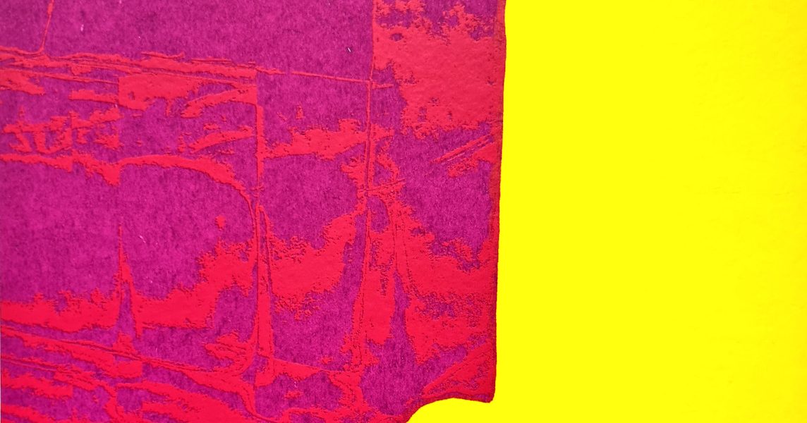 Manufakturen-Blog-PopArt-Projekt: Sofas, violett / gelb (Foto: Wigmar Bressel) - basierend auf einem Siebdruck von zwei Sofas der Sitzmöbelmanufaktur Gehlenborg im niedersächsischen Lindern