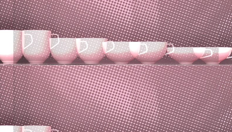 Manufakturen-Blog-PopArt-Projekt: Tassen III, altrosa (Foto: Wigmar Bressel) - basierend auf einem Foto der Serien 'Fluen' von Alfredo Häberli für die niedersächsische Porzellanmanufakatur Fürstenberg