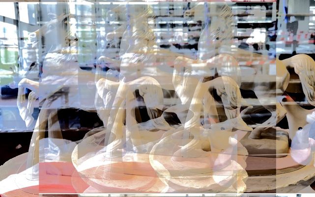 Manufakturen-Blog-PopArt-Projekt: Niedersachsen-Pferd neunfach, creme - oder "All die schönen Pferde" nach Cormac McCarthy (Foto: Wigmar Bressel)